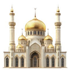 Golden Mosque: This detailed, architectural view showcases the beautiful golden dome of the mosque, standing tall with intricate detail and spiritual reverence.