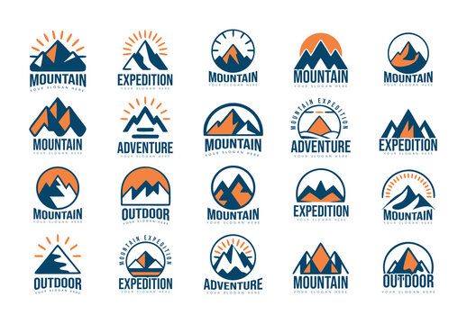 Adventure Mountain Badge Logo Set Template