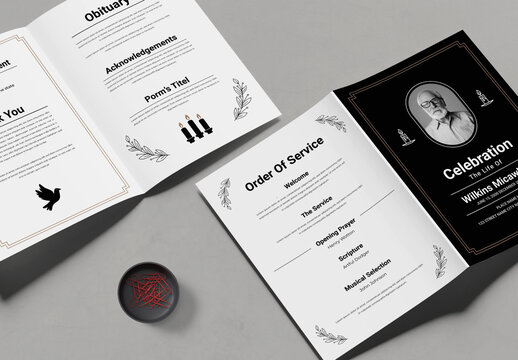 Elegant Memorial Funeral Program Design Template Layout