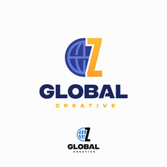 Creative Z Letter Globe Concept Logo Design Template, World Planet Logo designs template