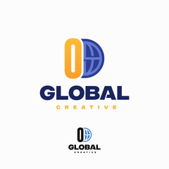 Creative 0 Number Globe Concept Logo Design Template, World Planet Logo designs template
