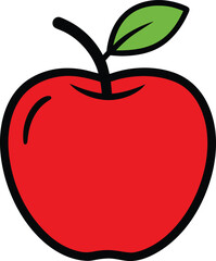 red apple with leaf