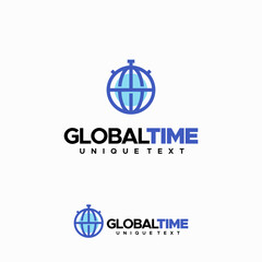 Global time logo vector design. World and timer logo designs template