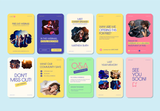Vibrant Live Webinar Podcast Social Media Story Template Set