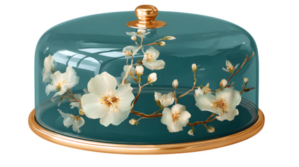 Floral cloche display, isolated on transparent background