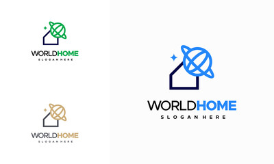 World home logo designs concept vector, globe house logo template, Design concept for real estate agencies. Vector logo icon template.