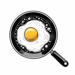 Sunny-Side Up Egg in a Skillet - Culinary Delight Illustration