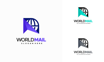 Fototapeta premium World Mail logo designs concept vector, Message Logo, Chat Logo Icon