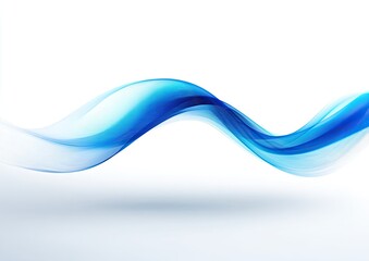 Abstract, flowing blue waves on a white background.  Soft, translucent, smooth, elegant curves