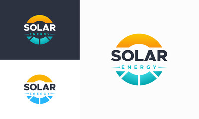 Solar Energy logo designs vector, Sun power logo