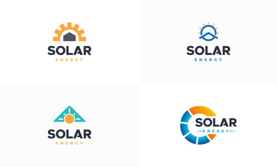 Fototapeta premium Set of Solar Energy Logo designs concept vector, Solar Energy with roof logo template