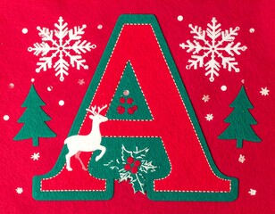 Festive red letter A with Christmas decorations