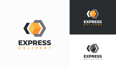 Box Express Delivery logo designs concept vector, Fast Box Delivery logo designs concept vector,