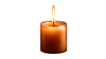 Burning Orange Candle, isolated on transparent background