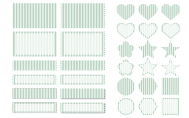 シンプルフレーム/あしらい／アイコンセット（縦ストライプ緑系）