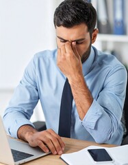 Naklejka premium Stressed businessman in office