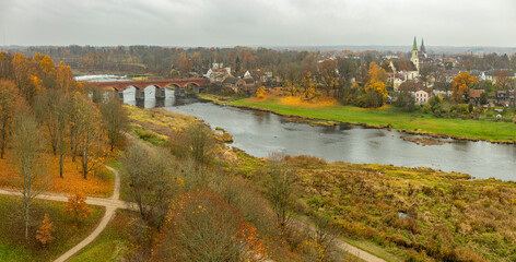 The aerial view of Kuldiga town. Latvia