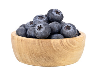 Blueberries in a wooden bowl isolated on transparent png