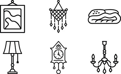 Fototapeta premium Minimalist Home Decor Line Icons for Interior Design and Decoration Projects