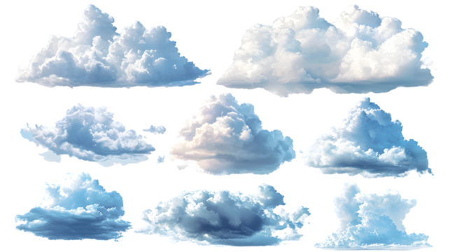 Clouds set isolated on a transparent background - Powered by Adobe