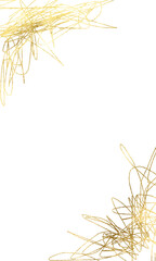 Golden foil frame.Golden hand-drawn doodles,lines, strokes, stripes,on png transparent background. Premium design,wedding,vip cover template,grand opening,flyer.
