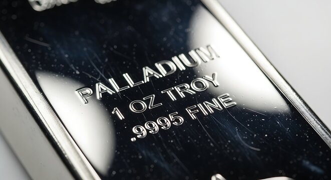 Macro Close-Up Photograph of Polished Palladium Bullion Bar