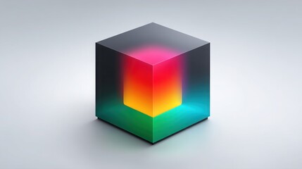Colorful light emitting from a cube creating a mesmerizing visual effect in a dynamic timeline overlay animation