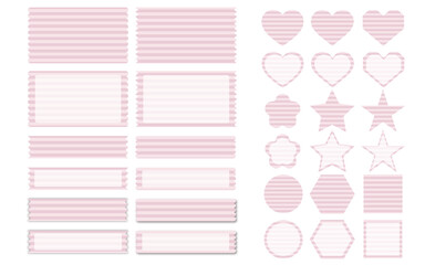 シンプルフレーム/あしらい／アイコンセット（横ストライプピンク）