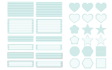 シンプルフレーム/あしらい／アイコンセット（横ストライプ青系）