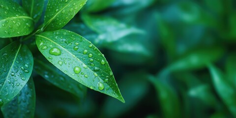 Fototapeta premium A leaf with water droplets on it