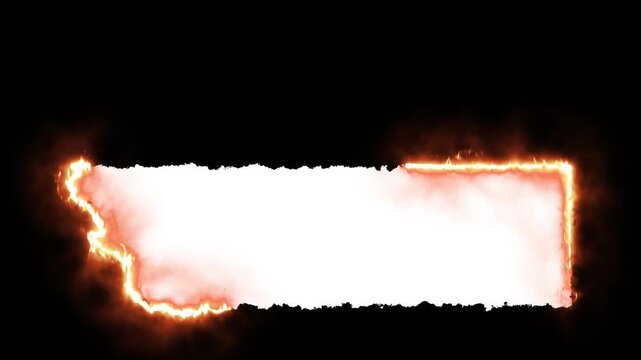 fire flame grunge edge burning frame lower third animation with alpha channel