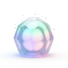 Naklejka premium A stylized, faceted gem or crystal with iridescent colors and soft lighting, set against a white background