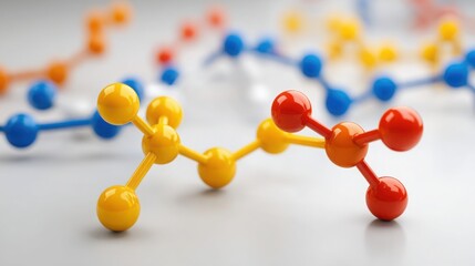 Obraz premium Group of colorful molecules representing scientific concepts and innovations in chemistry and molecular biology studies