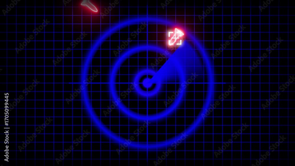 Poster futuristic radar screen displaying target acquisition and scanning activity. glowing radar screen. a