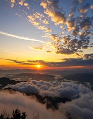 Sunrise over a mountain valley
