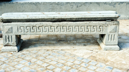 Stone benches in park