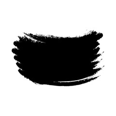 Black paint stroke, textured brush, artistic smear on transparent background.