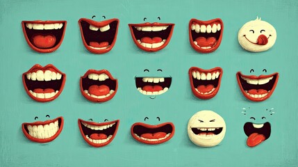 Smiling faces, various expressions of laughter