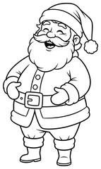 Obraz premium Santa Claus vector illustration of jolly character standing and laughing with closed eyes and open mouth drawn in clean cartoon style for cheerful holiday seasonal design