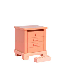 Coral colored chest of drawers