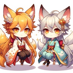 Chibi Fox Spirit Pair