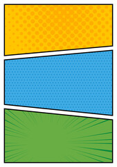 アメコミのコマ割の背景イラスト（縦型）