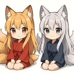 Chibi Fox Spirit Pair