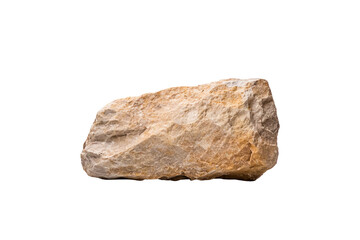 Obraz premium A natural stone with a rough texture resting on a white isolate background.