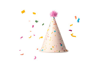 A colorful birthday hat with sprinkles and confetti, perfect for festive celebrations and joyful moments.