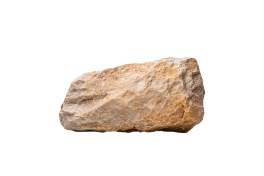 A natural stone with a rough texture resting on a white isolate background.