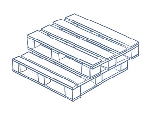 Isometric view of a wooden pallet