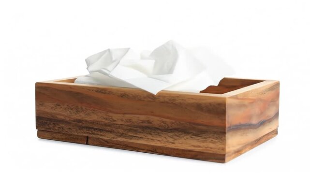Wooden tissue box with tissues