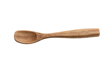 A single wooden spoon isolated on a white background, ideal for cooking and serving.