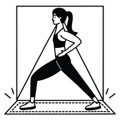 black silhouette vector of fitness woman doing side plank